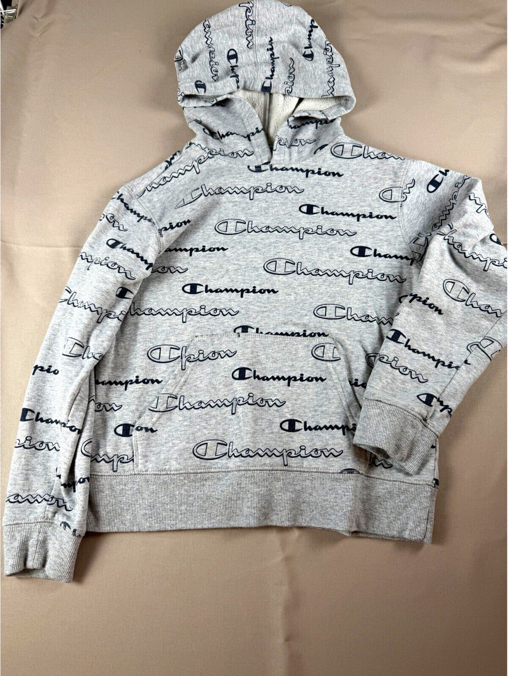 Champion Authentic Athleticwear Men's Gray Fleece Logo Pullover Hoodie Size M